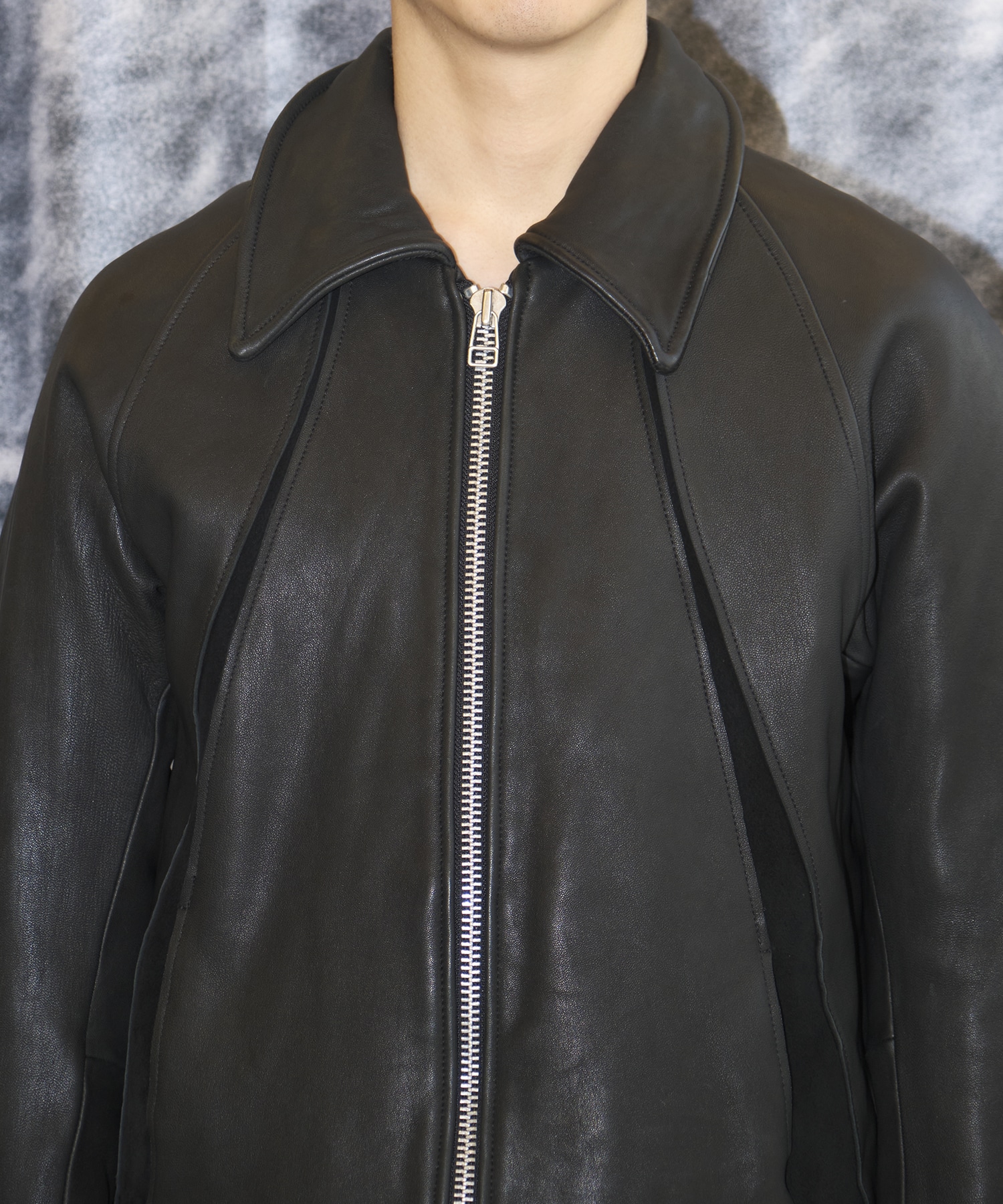 LEATHER PANELED ZIP UP JACKET(2 BLACK): NVRFRGT: MENS｜CONZ ONLINE