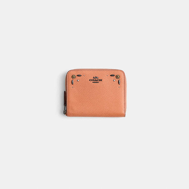 COACH® | Restored Small Zip Around Wallet With Prairie Rivets Detail