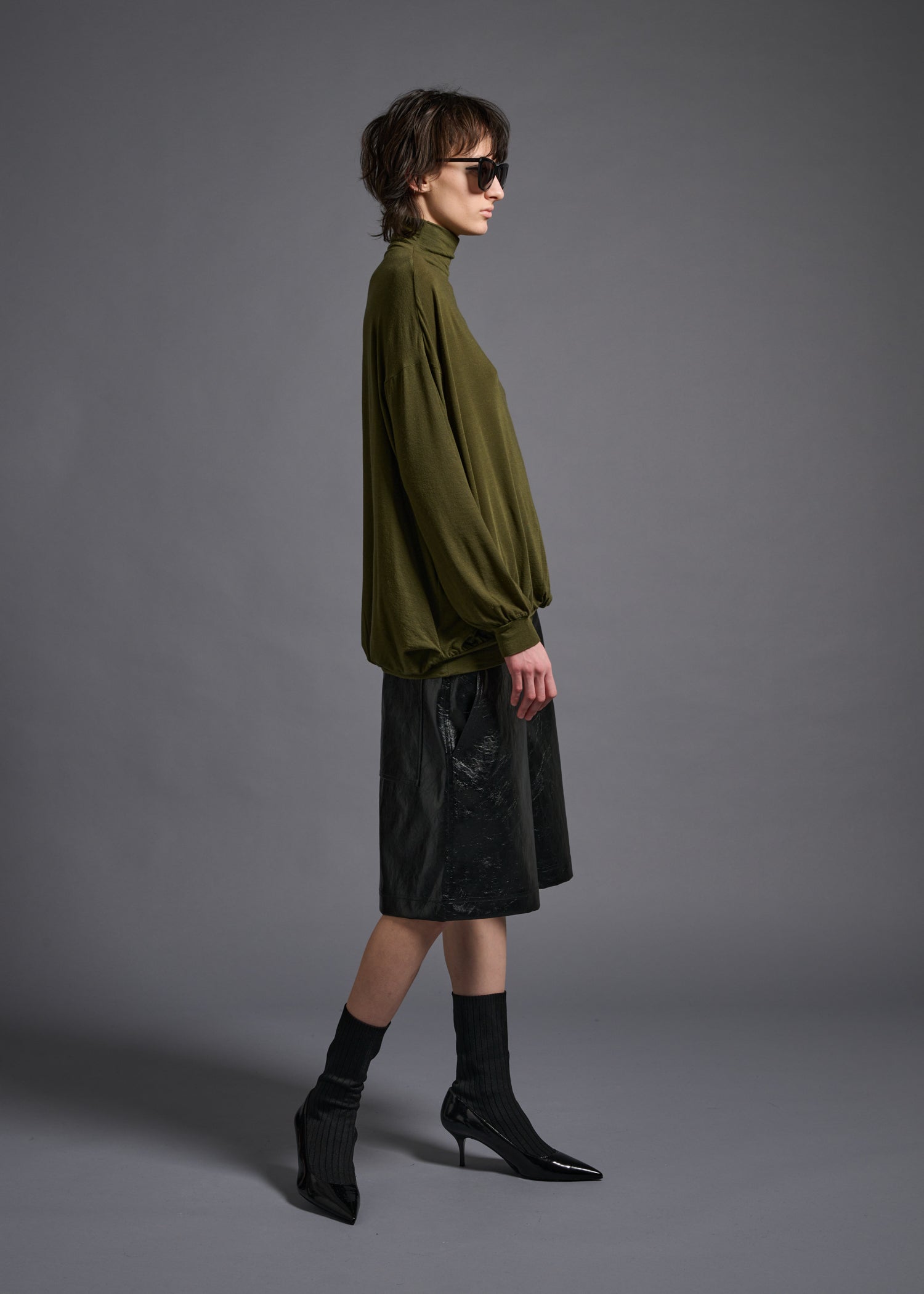 MYRA NARROW SLV HIGH NECK, ボトルネックトップス, 日本製