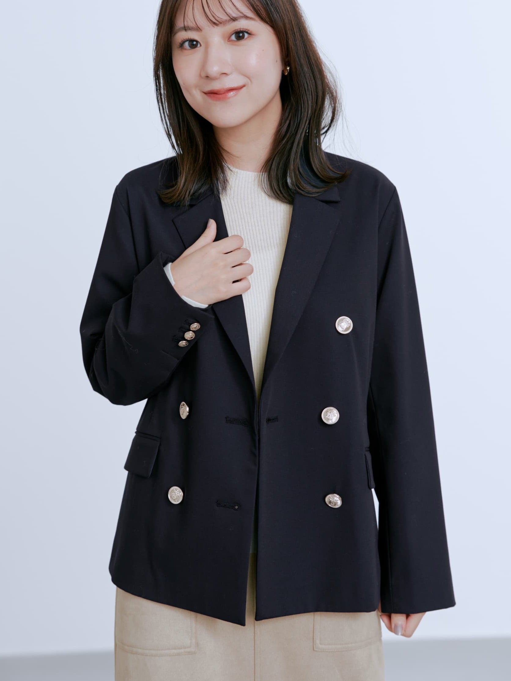大人気完売品 コヒナ COHINA ダブルジャケット ネイビー 大人気完売品