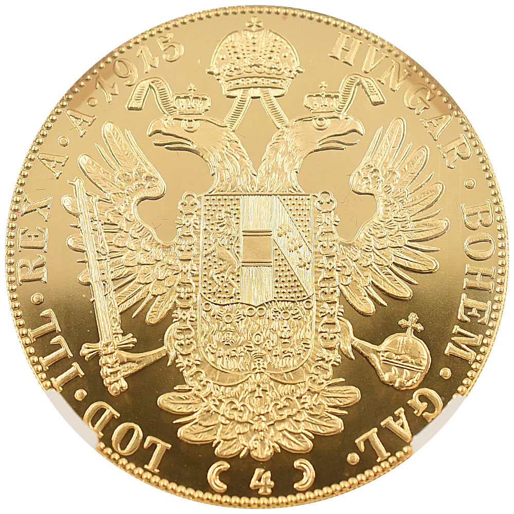 オーストリア 1915 フランツ・ヨーゼフ1世 4ダカット 金貨 NGC MS70