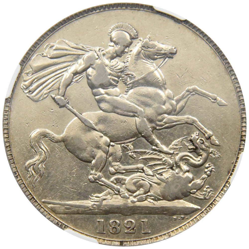 イギリス 1821 ジョージ4世 クラウン 銀貨 NGC XF DETAILS 即位2周年