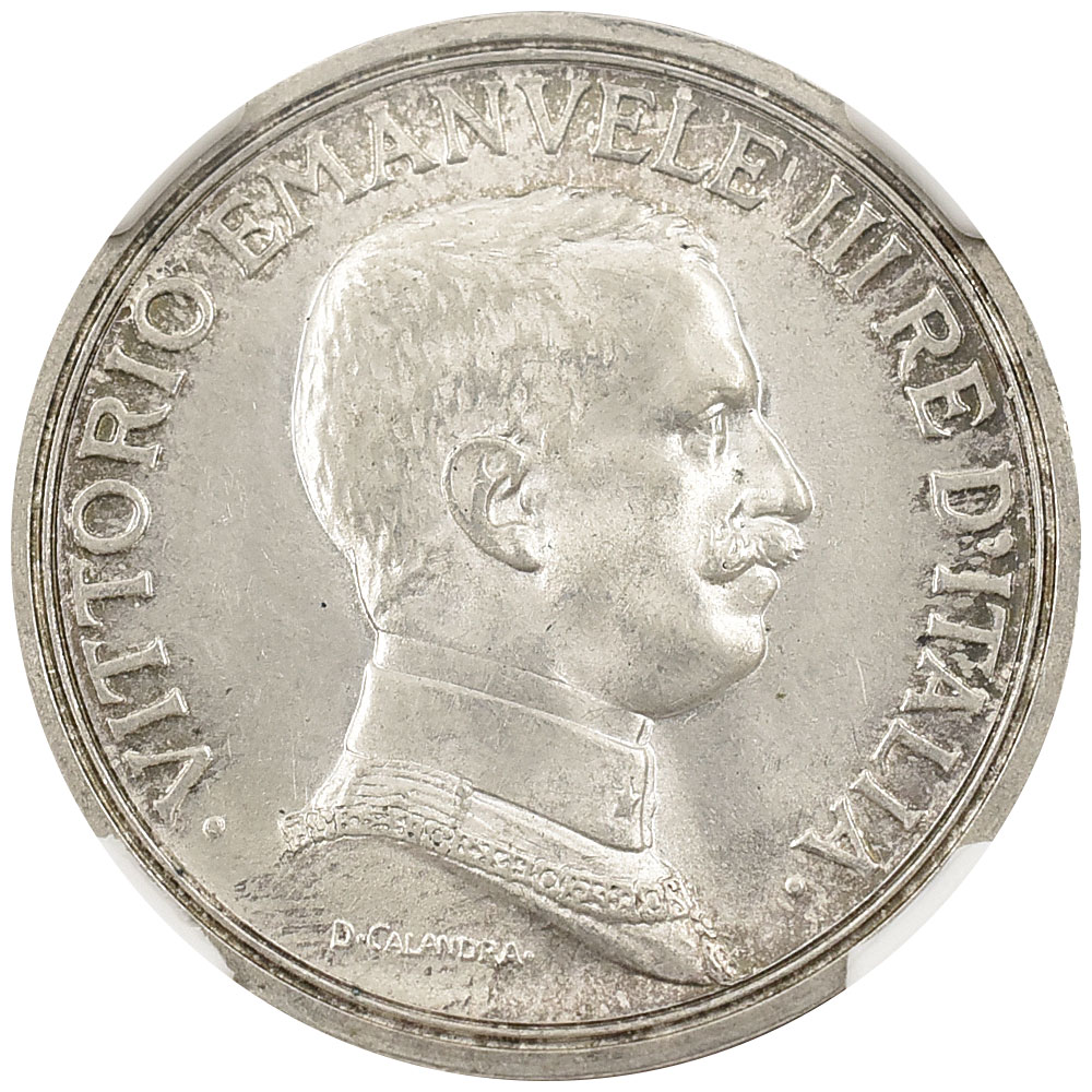 イタリア 1914R エマヌエレ3世 2リラ 銀貨 NGC MS63 クァドリガ 6753146006