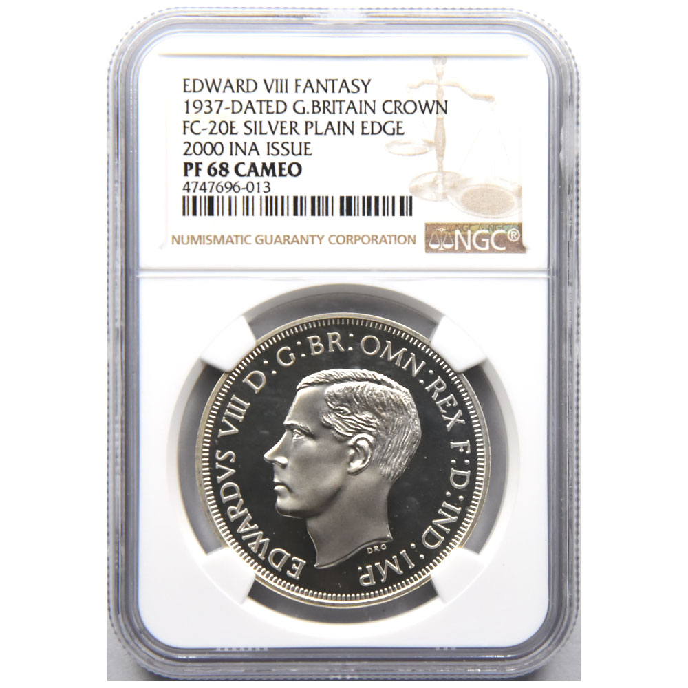 イギリス 1937-DATED エドワード8世 クラウン 銀貨 NGC PF 68 CAMEO
