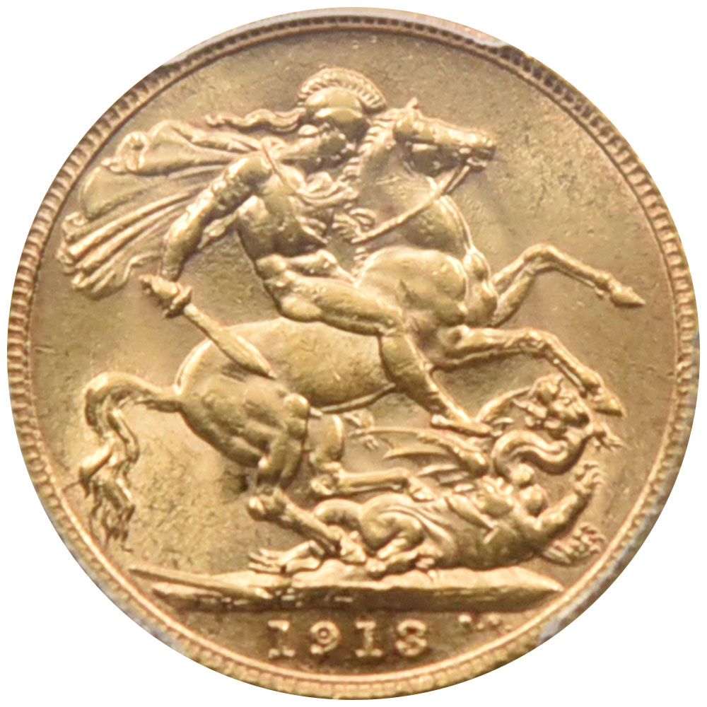 イギリス 1913 ジョージ5世 ソブリン 金貨 PCGS MS62 聖ジョージの竜