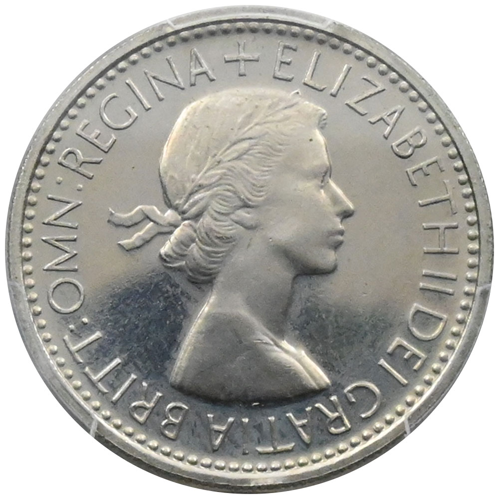 イギリス 1953 エリザベス2世 1シリング 白銅貨 PCGS PR64 戴冠記念