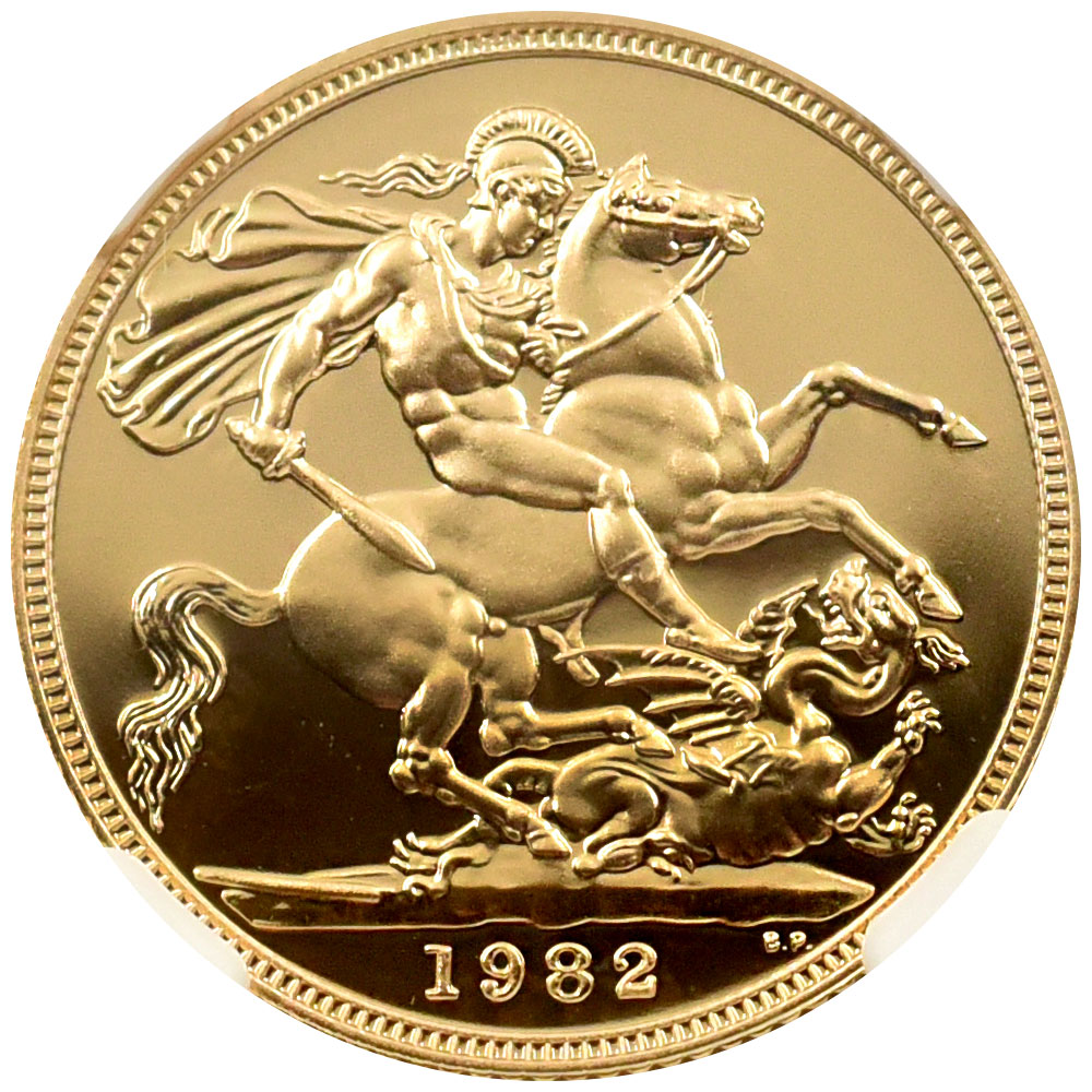 イギリス 1982 エリザベス2世 1ソブリン 金貨 NGC PF 69 ULTRA CAMEO