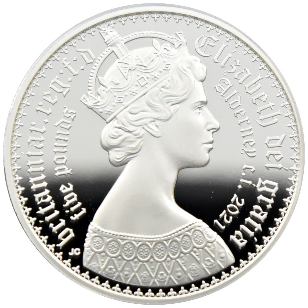 2枚セット】オルダニー島 2021 エリザベス2世 5ポンド 銀貨 PCGS