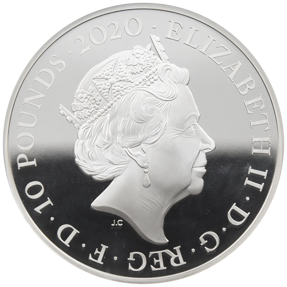 イギリス 2020 エリザベス2世 10ポンド 5オンス 銀貨 NGC PF70UC