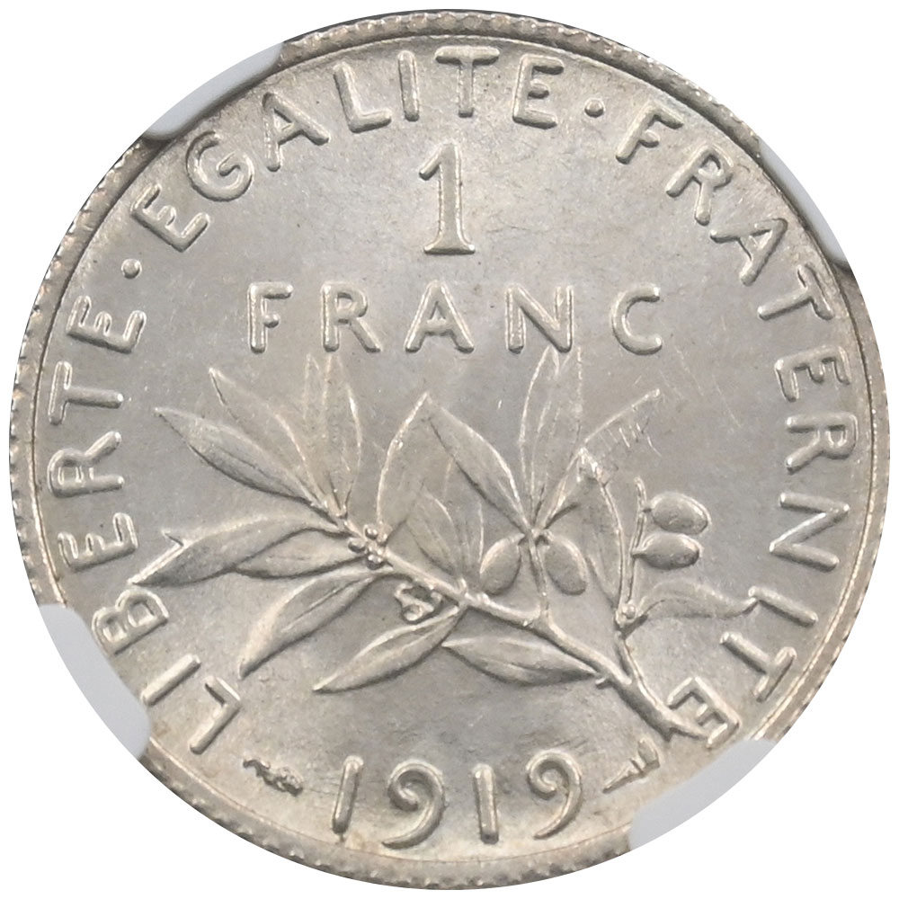 フランス 1919 フラン 銀貨 NGC MS64 種を蒔く人 6728784028