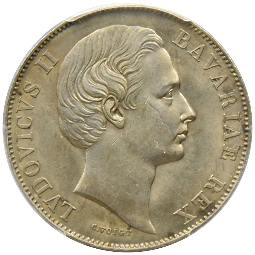ドイツ バイエルン 1871 ルートヴィヒ2世 ターラー 銀貨 PCGS MS61