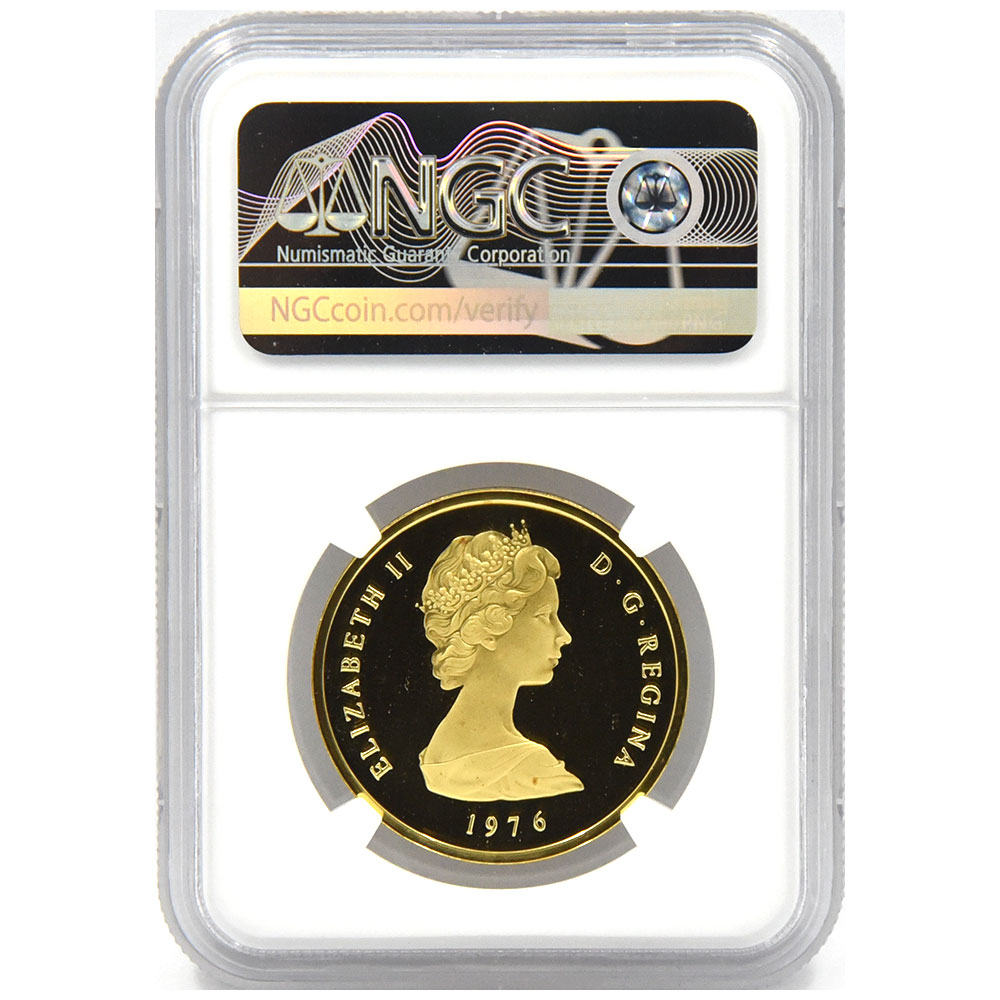 タークス・カイコス諸島 1976 エリザベス2世 100クラウン 金貨 NGC