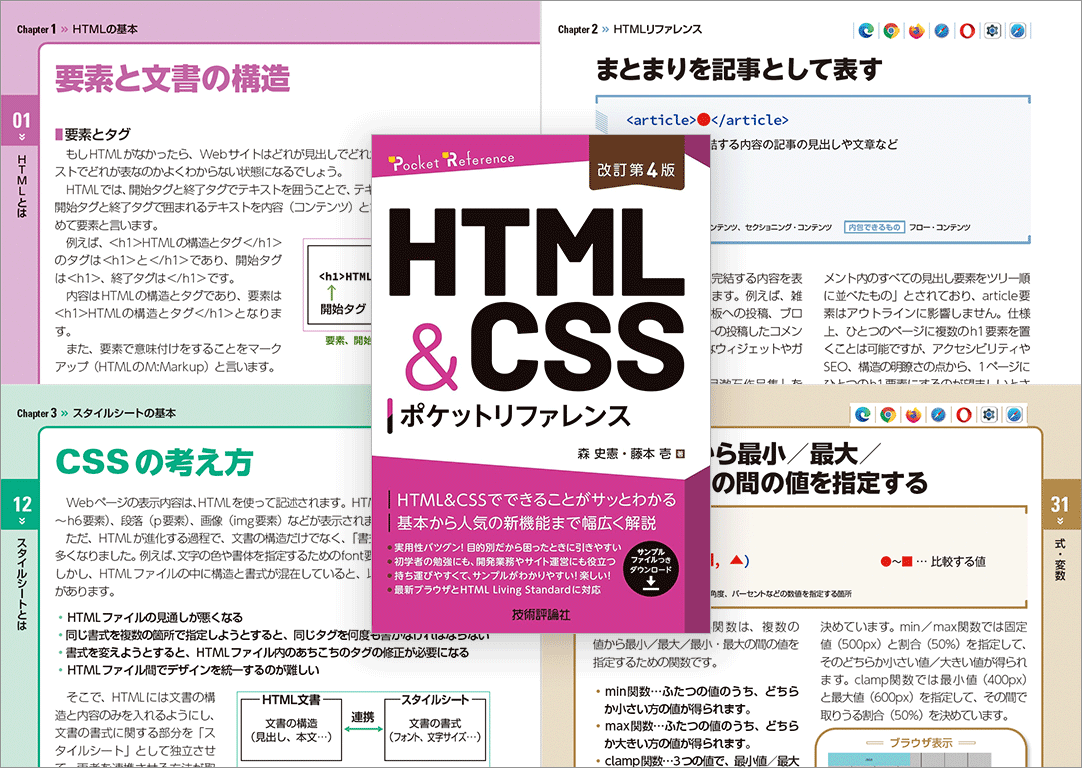 HTML Living StandardとモダンCSS、最新ブラウザに完全対応！ 目的別で