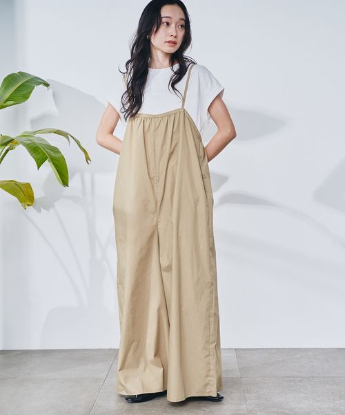 セットアイテム】フレンチスリーブ Tシャツ＆ギャザーサロペット セット