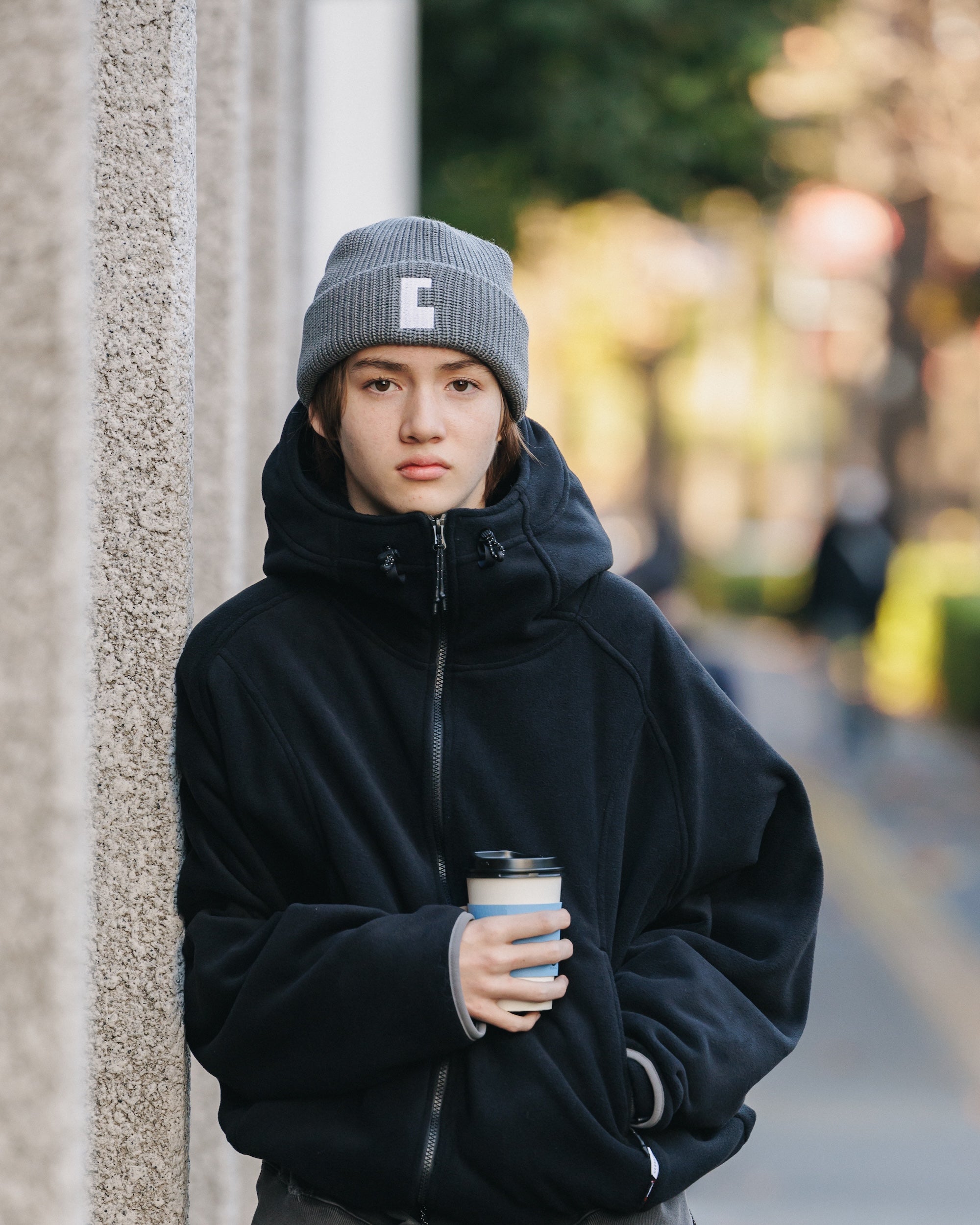 C” COTTON KNIT CAP 001 (GRAY)