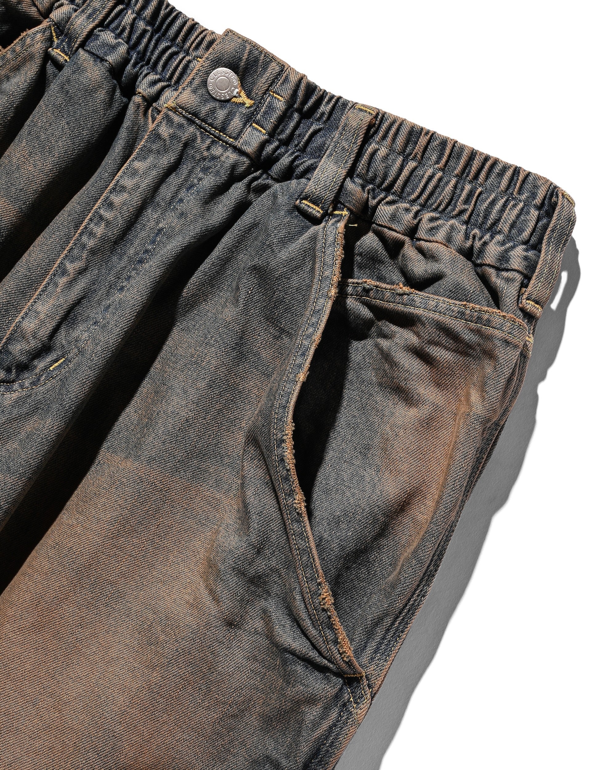 VINTAGE DYED SELVEDGE DENIM WORKER PANTS (VINTAGE BROWN)