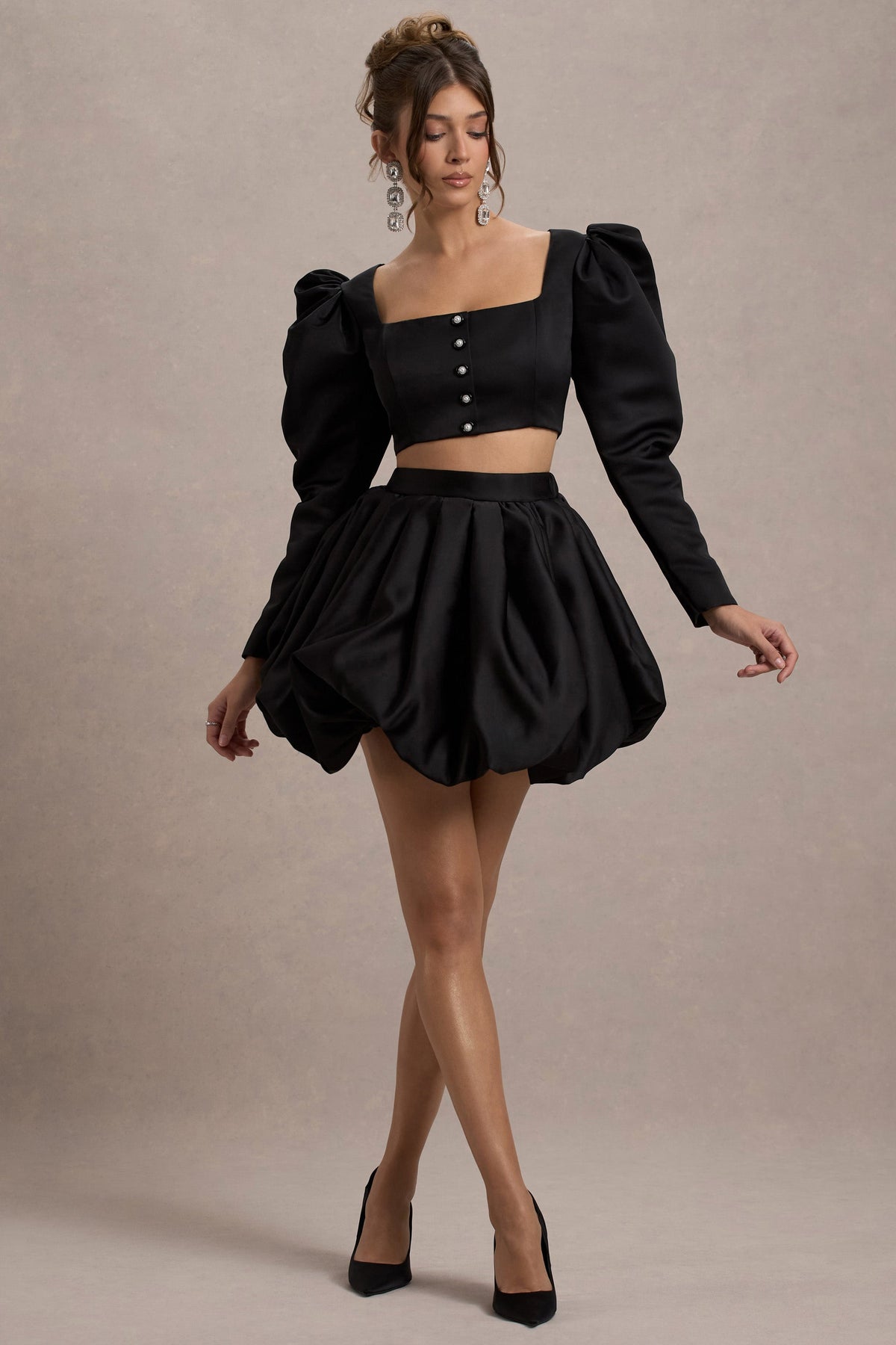 Tosca Black Satin Bubble Mini Skirt – Club L London - USA