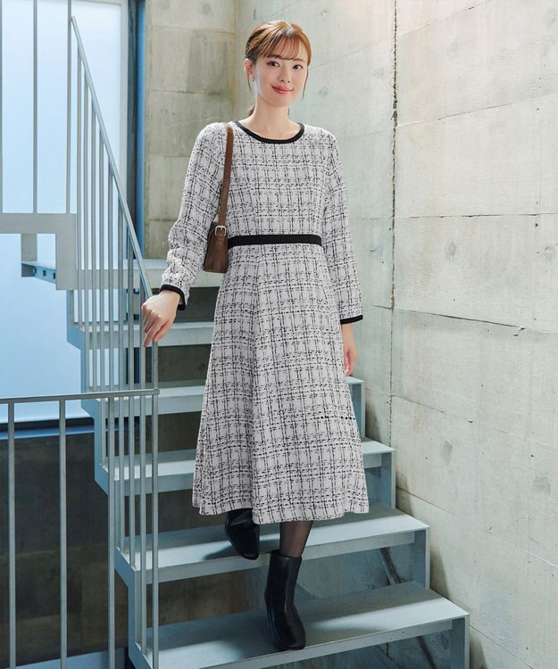 安田美沙子さん着用・新色追加】配色ツイードワンピース / Tiaclasse L