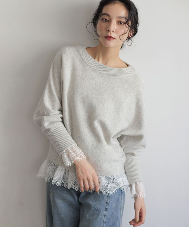 加藤ローサさん着用】ウールカシミヤミックスボートネック ニット
