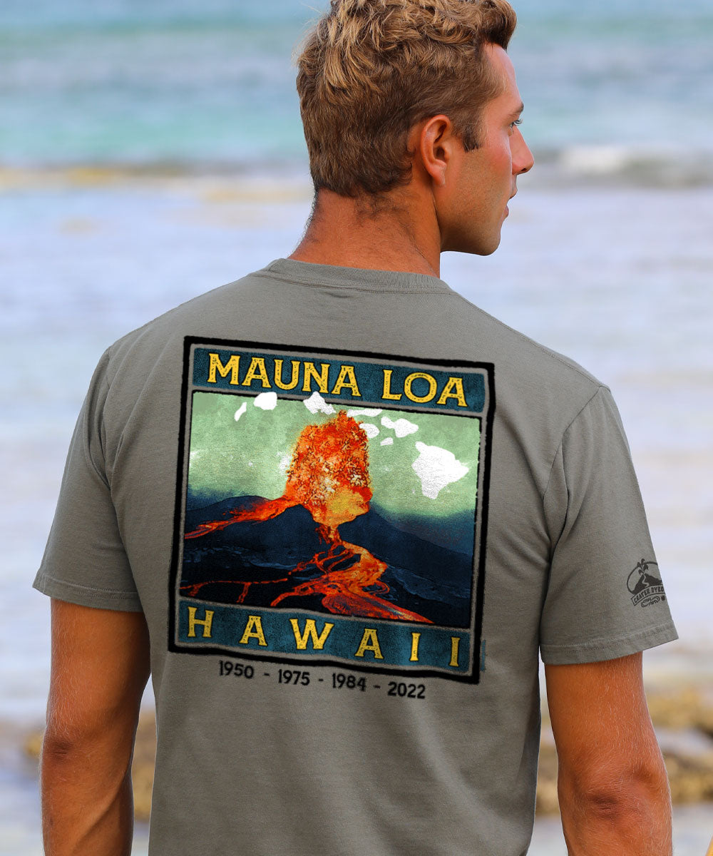 Retro Mauna Loa T-Shirt | Men's Crater Dyed® Grey Crewneck
