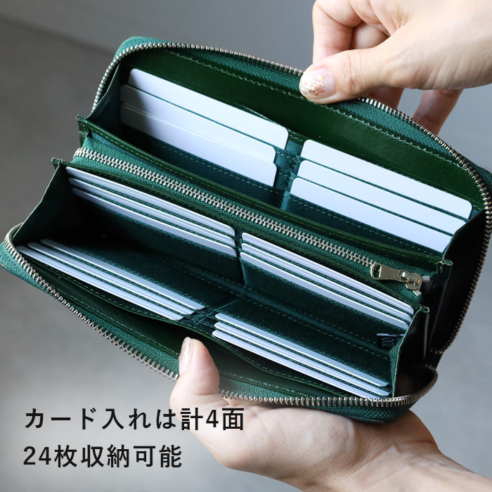 ZOO(ズー) 財布 長財布 イタリアンレザー ブロックチェック ラウンド