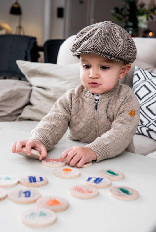 Theodor Jr. Eco Wool Brown - Kids Newsboy cap in organic tweed