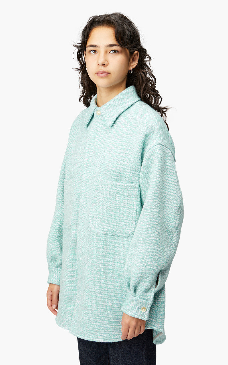 Auralee W Shetland Wool Organic Cotton Woven Cloth Shirt Blouson