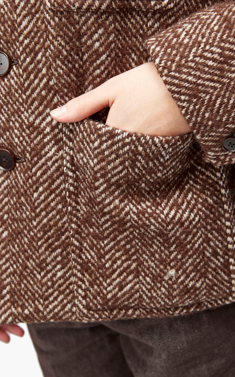 Auralee W Wool Alpaca Herringbone Tweed Short Blouson Brown