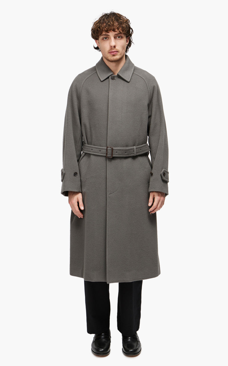 Auralee Cashmere Wool Mosser Soutien Collar Coat Grey