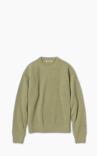 Auralee W Super Fine Wool Rib Knit Big P/O Top Yellow