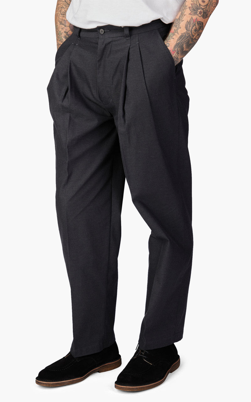 Still By Hand Deep Tuck Pressed Pant Charcoal