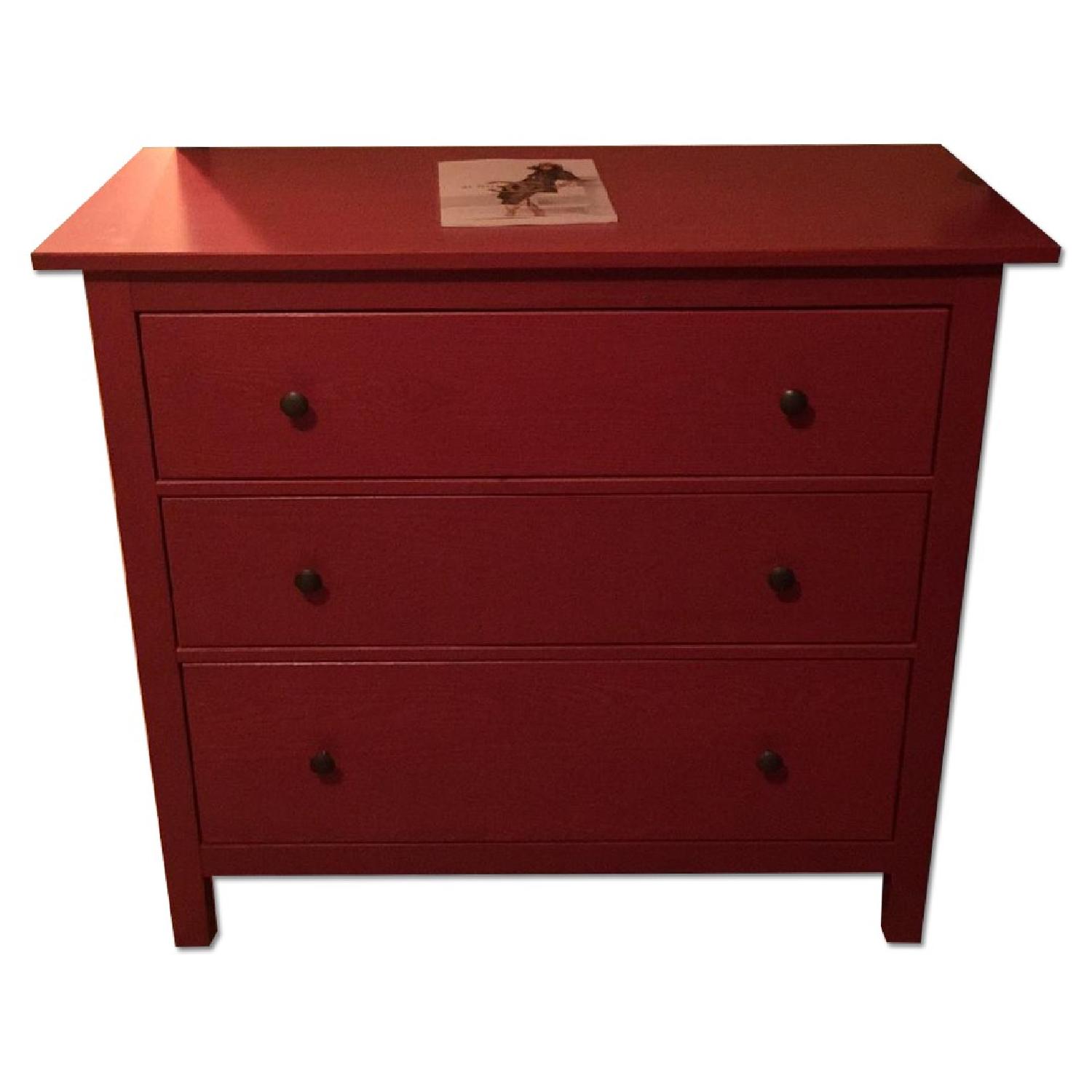 Ikea Hemnes Chest of 3 Drawers in Red - AptDeco