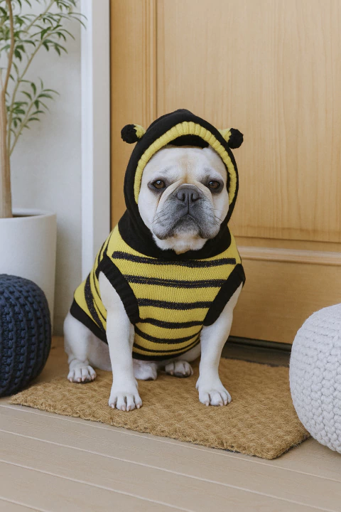Colete Zizi para Cães com Anteninha em Amigurumi, Tricot Confortável