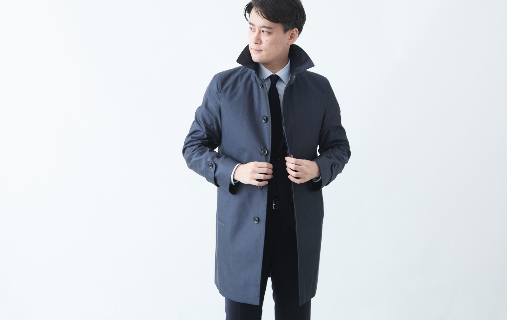 The Craftmans 超高密度GIZAギャバジンステンカラー/ネイビー