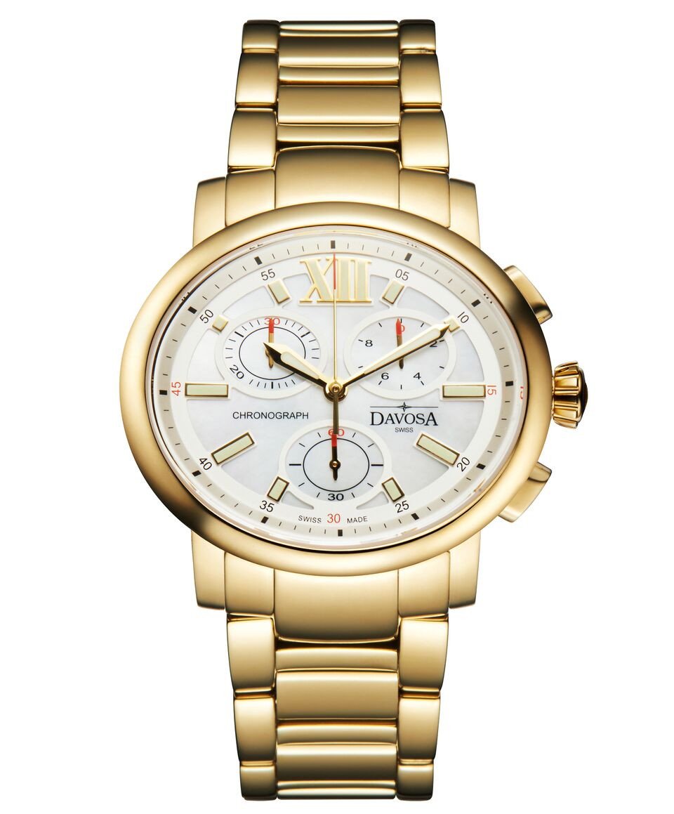 Oval Edition Quartz Chronograph White PVD Gold Ladies Watch