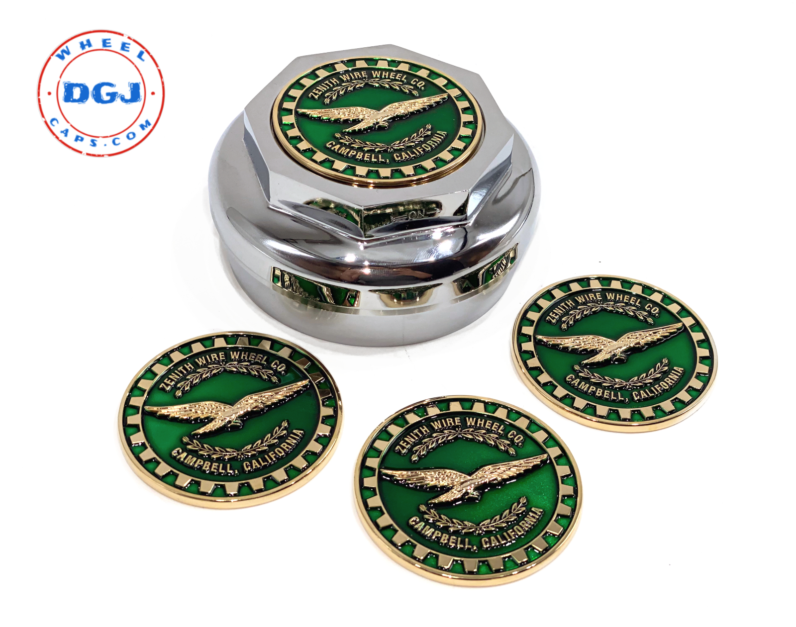 Zenith Eagle Gold Lowrider Wire Wheel Metal Chips Emblems Size