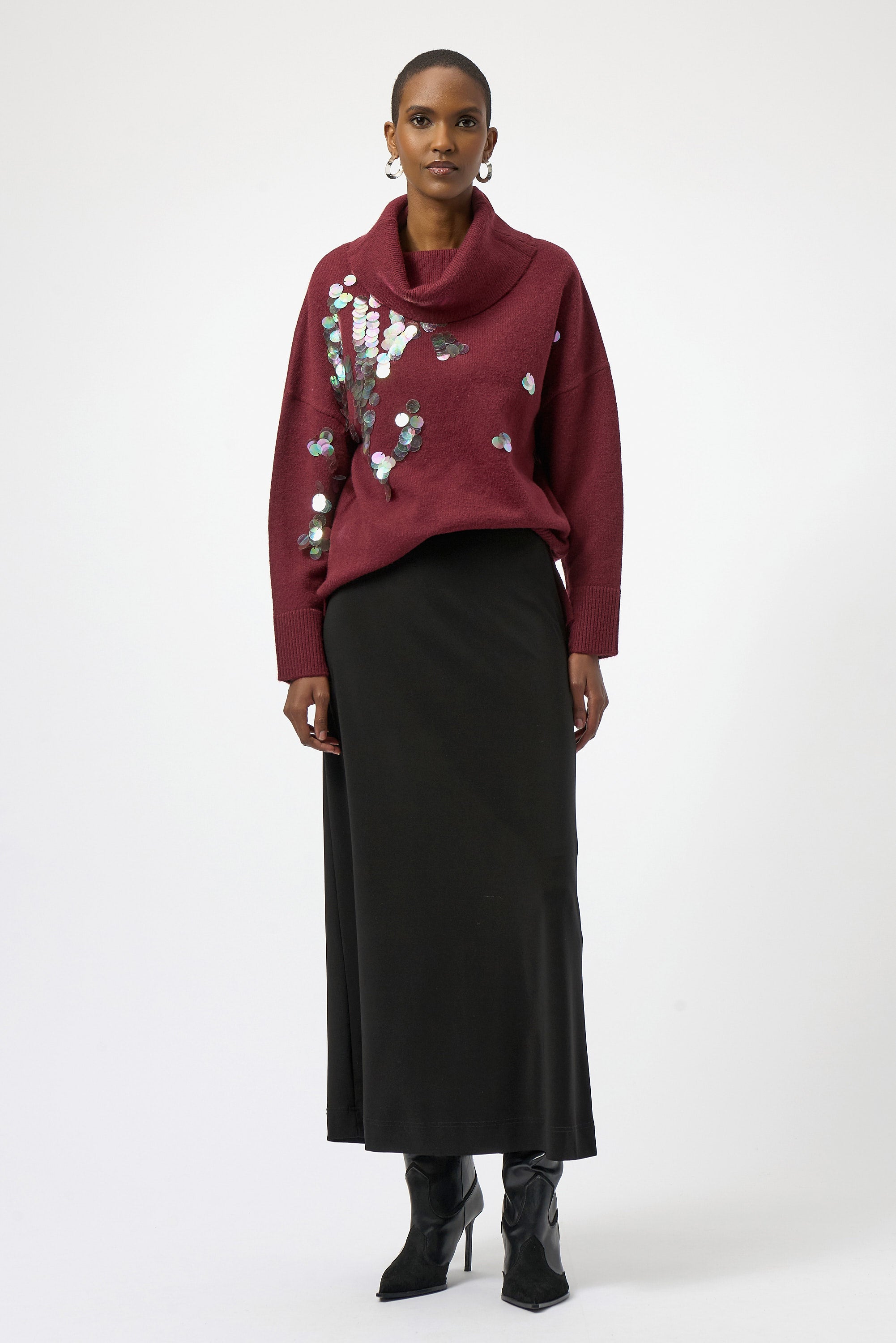 Joseph Ribkoff Turtleneck Pullover with Sequins Stye 254942 – DECABANA