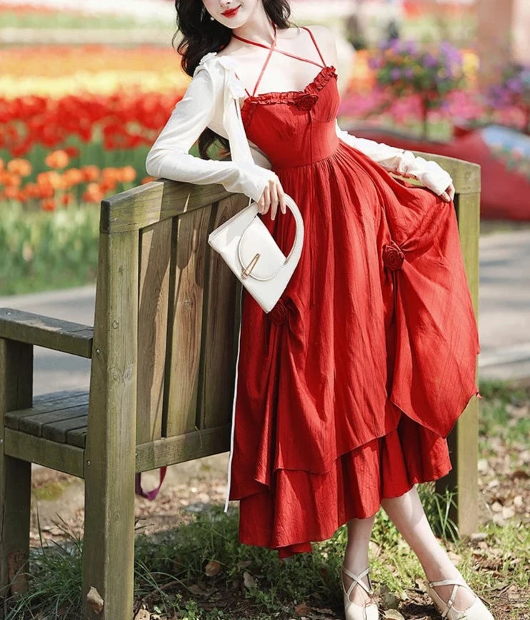 RoseRed Fairycore Princess Dress Vintage Romantic Cottagecore Dresses
