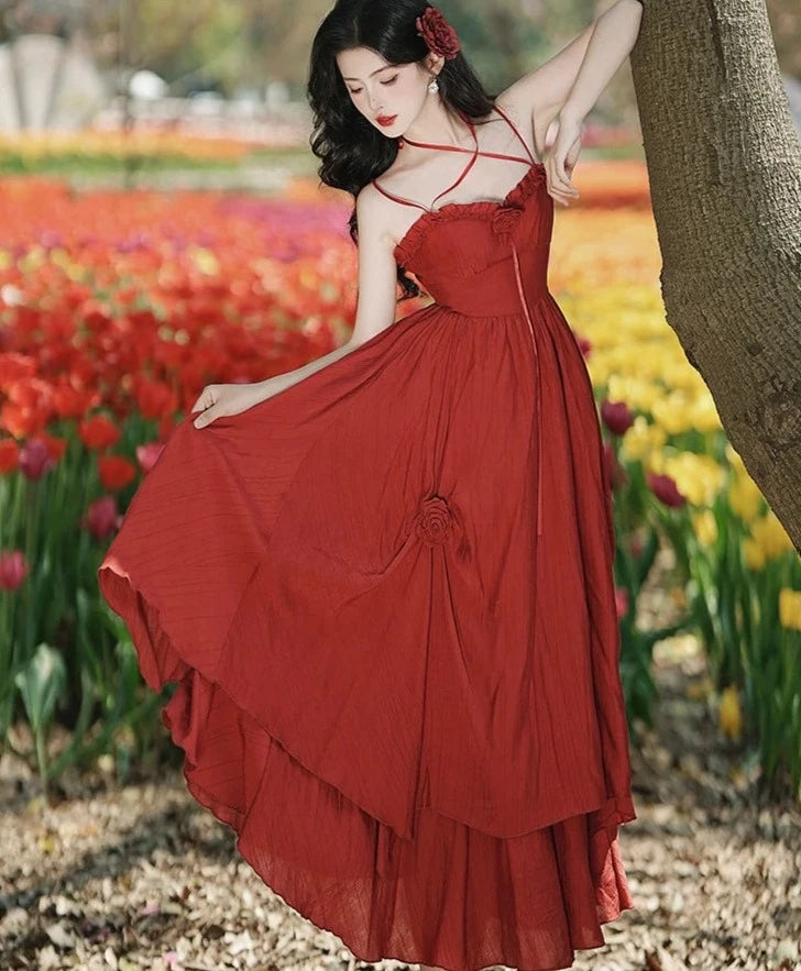 RoseRed Fairycore Princess Dress Vintage Romantic Cottagecore Dresses