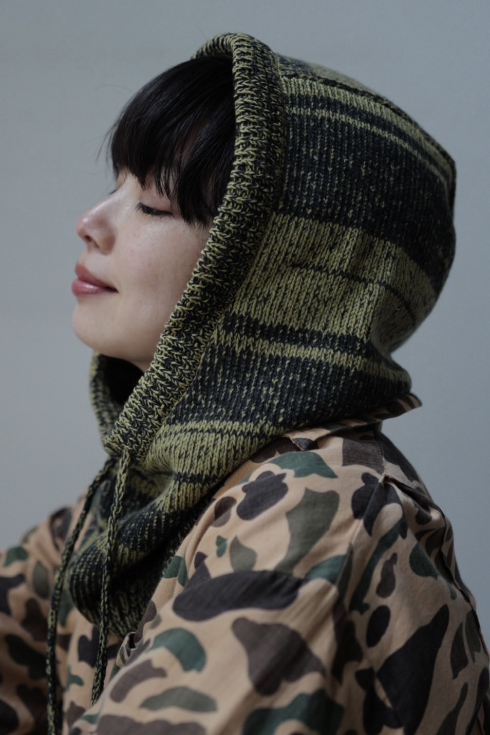 Recycled Cashmere Balaclava/LIME×CHARCOAL / DEPT Online Store