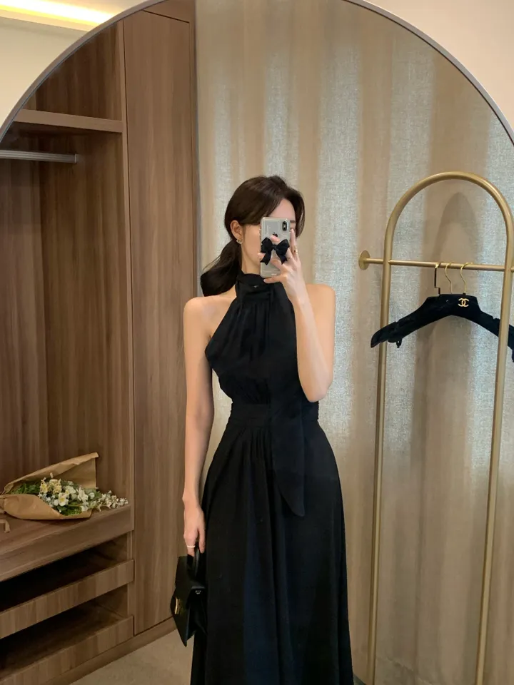 ホルターネックシャーリングロングワンピース | ファッション通販
