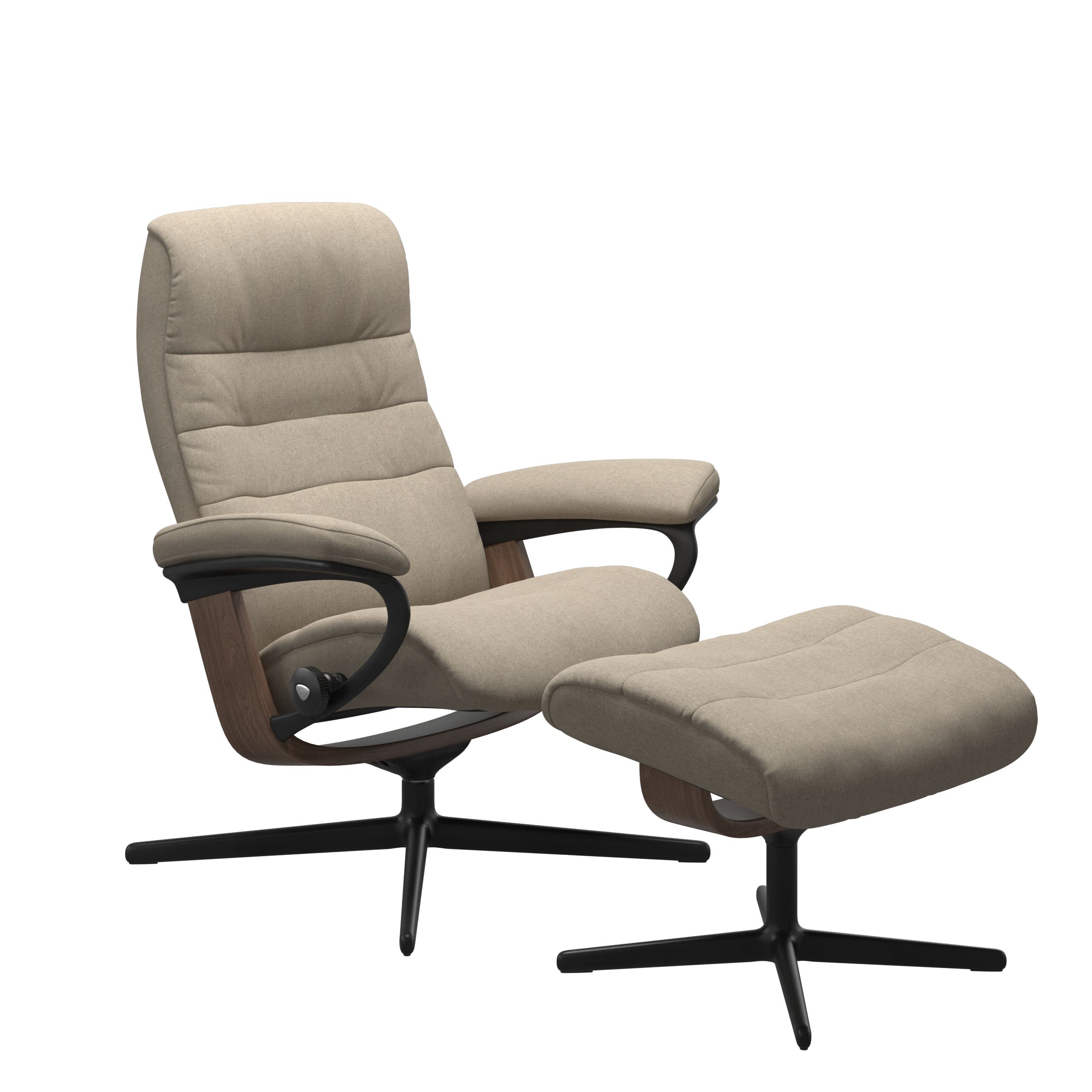 Stressless® Opal (L) Cross Base Recliner with Ottoman