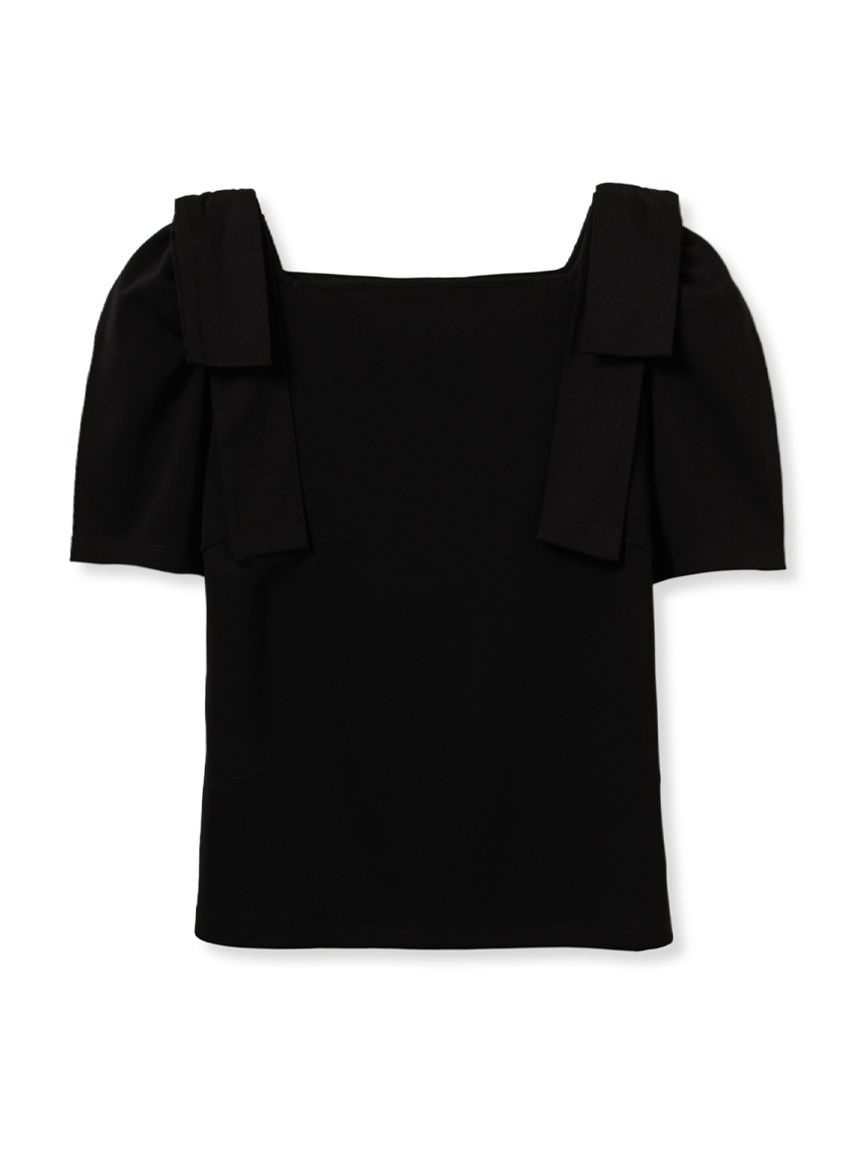 ショルダーリボンハーフスリーブカットトップス(カットソー)｜TOPS