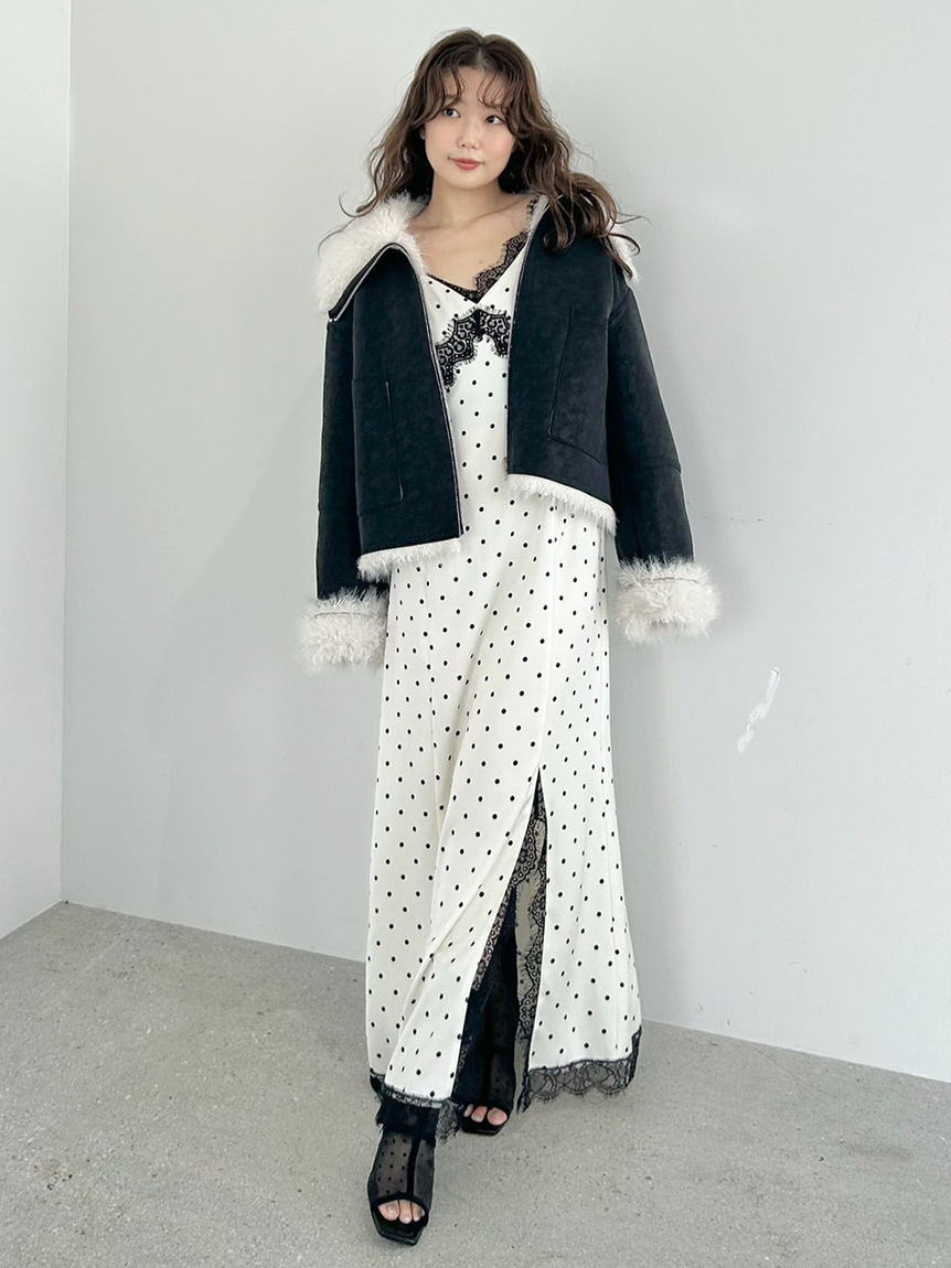WEB限定カラー]レーストリムキャミワンピース(マキシ・ロング