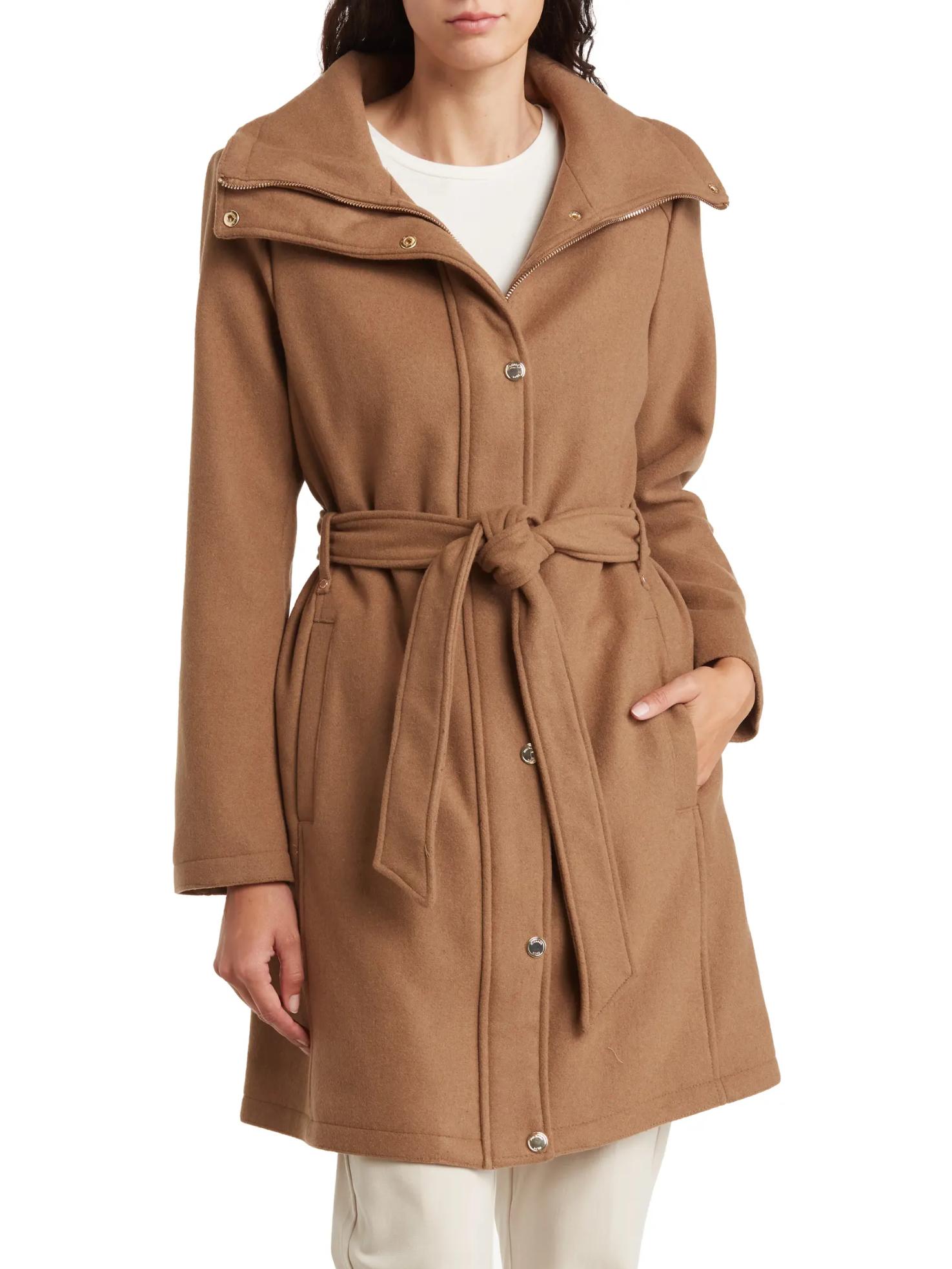 Armoire | Rent this Michael Kors Belted Front Zip Wool Blend Coat