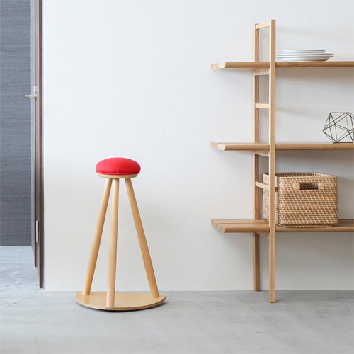 旭川家具 cosine コサイン 赤い帽子のキッチンスツール 国産家具 無垢