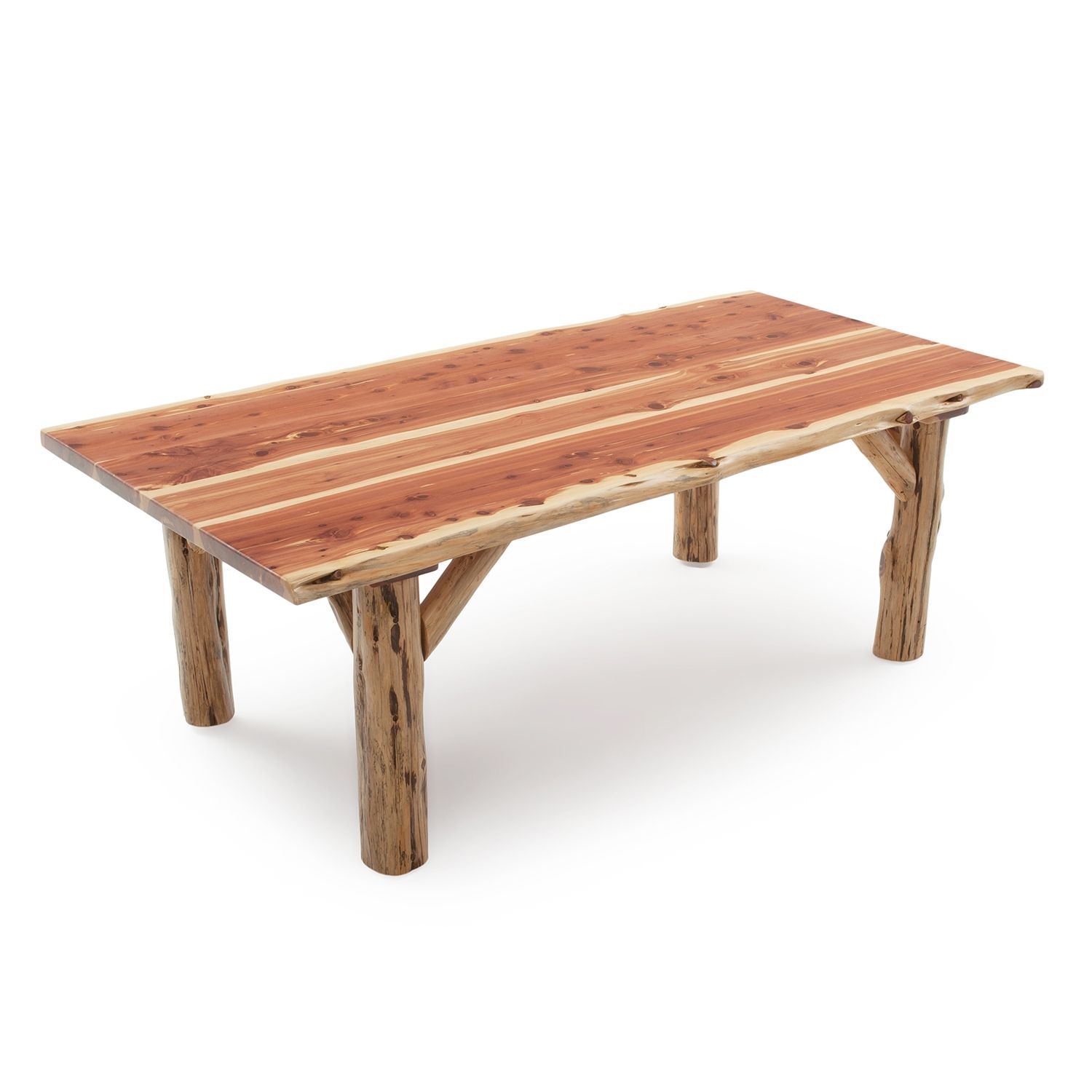 Rustic Red Cedar Natural Edge Log Dining Table