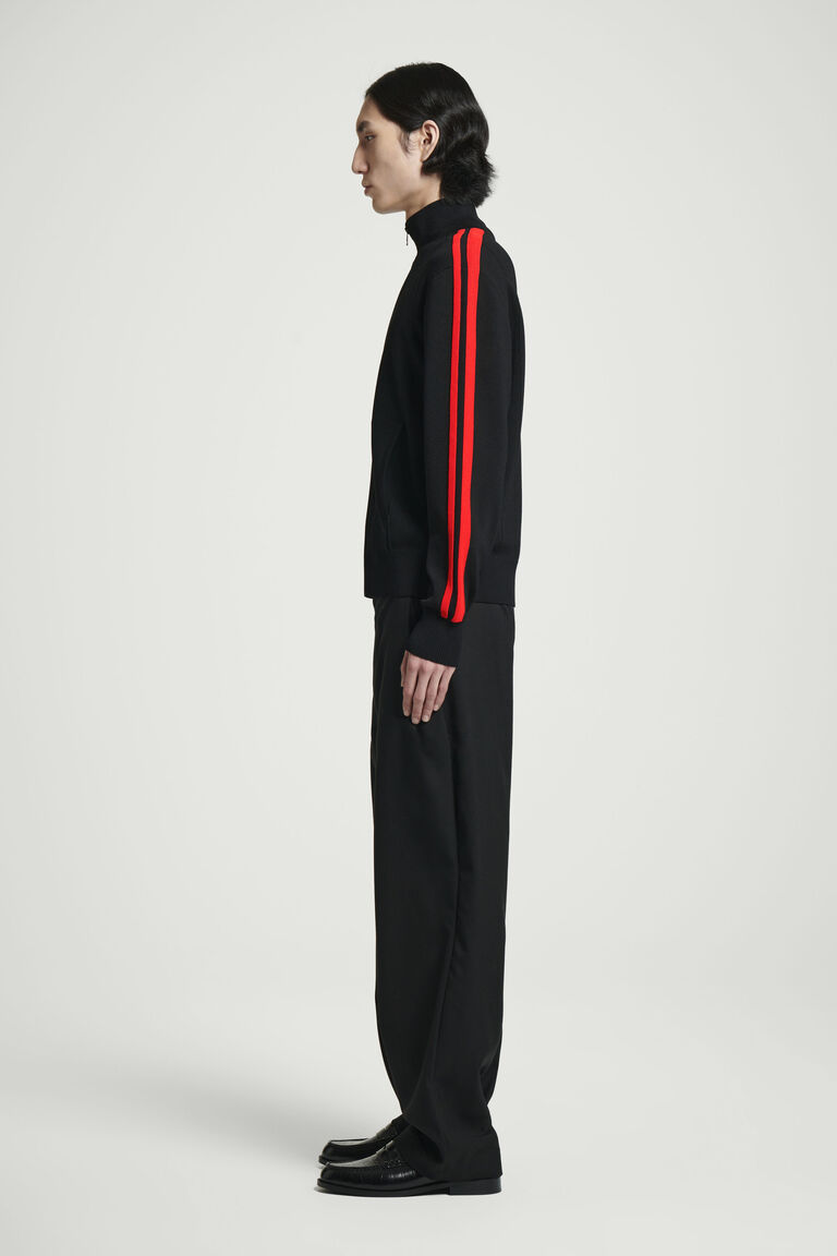 CONTRAST-STRIPE KNITTED TRACK JACKET