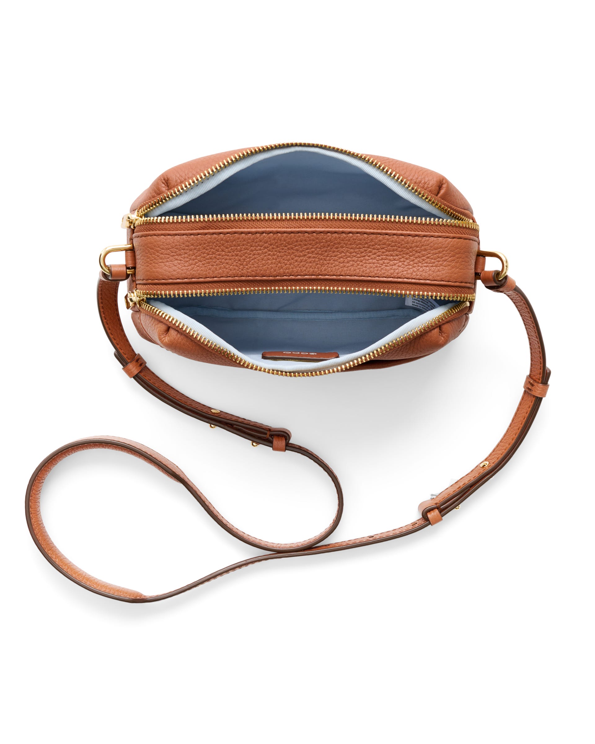 ECCO® Camera Leather Curve Crossbody Bag | Brown