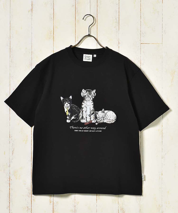 ネコプリントTシャツ Tシャツ 半袖カットソー カットソー ねこ ネコ